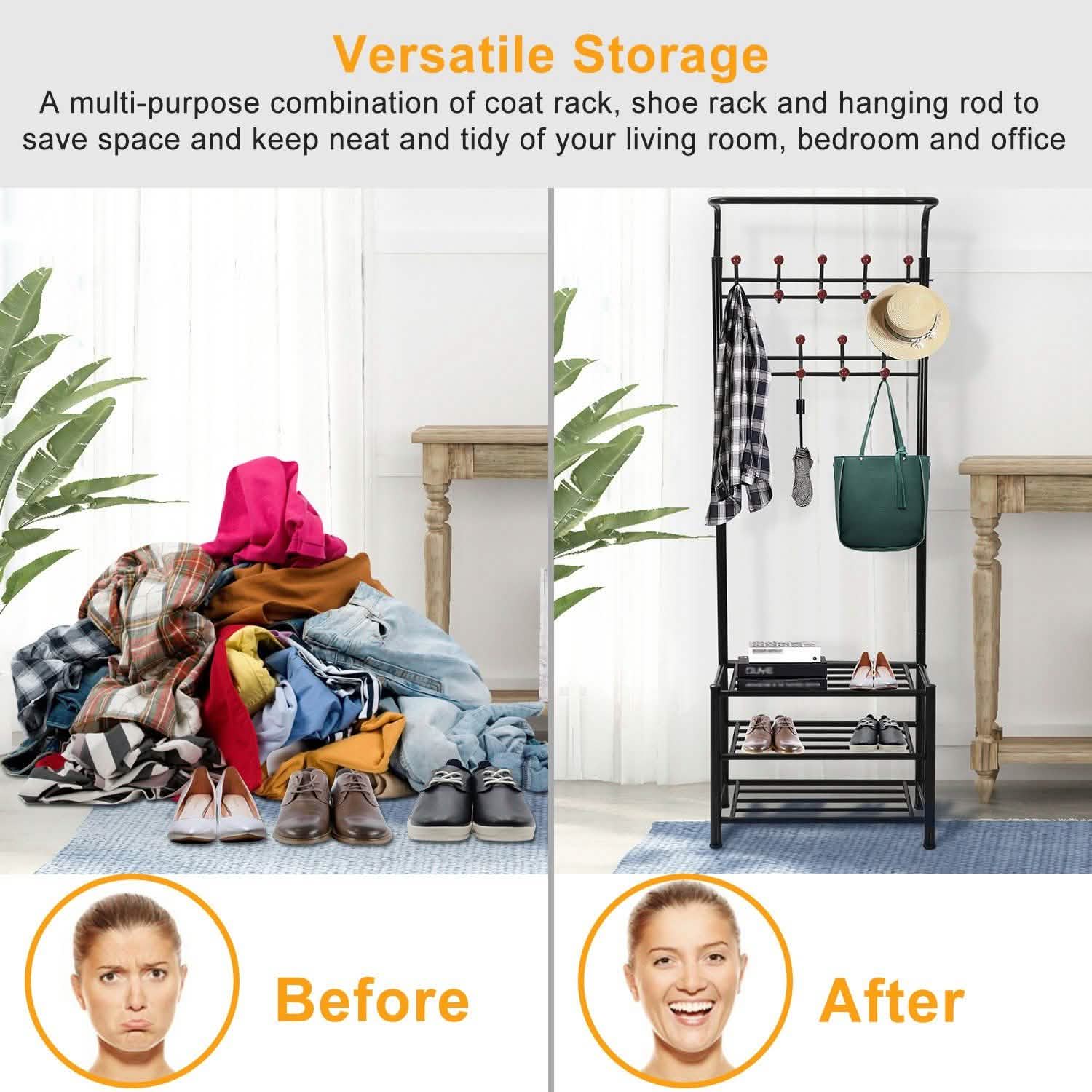 Metal Entryway Coat Shoe Rack Storage & Organization - Tophatter Daily Deals