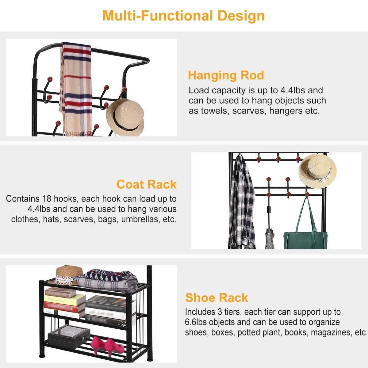 Metal Entryway Coat Shoe Rack Storage & Organization - Tophatter Daily Deals