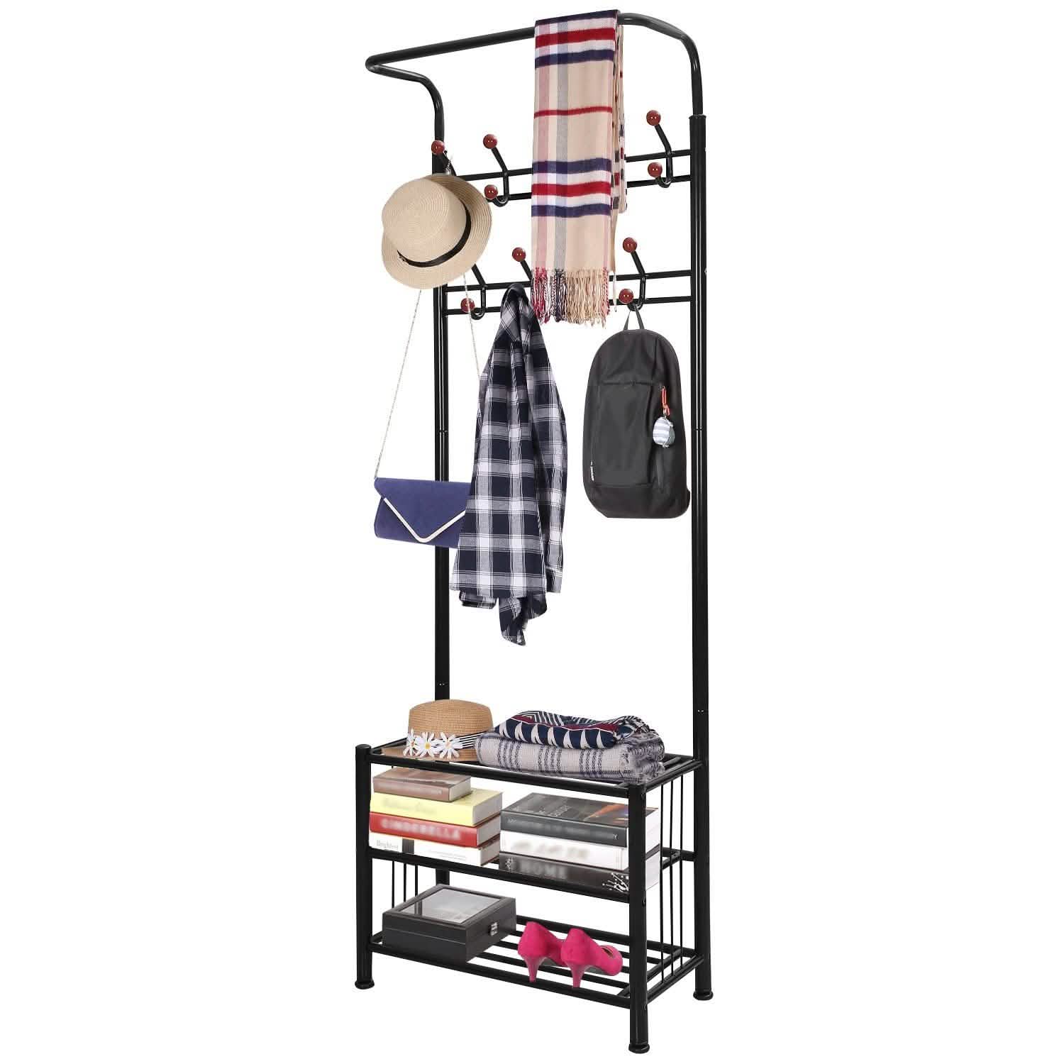 Metal Entryway Coat Shoe Rack Storage & Organization - Tophatter Daily Deals