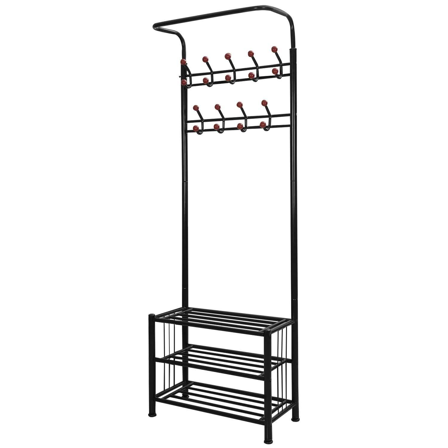 Metal Entryway Coat Shoe Rack Storage & Organization - Tophatter Daily Deals
