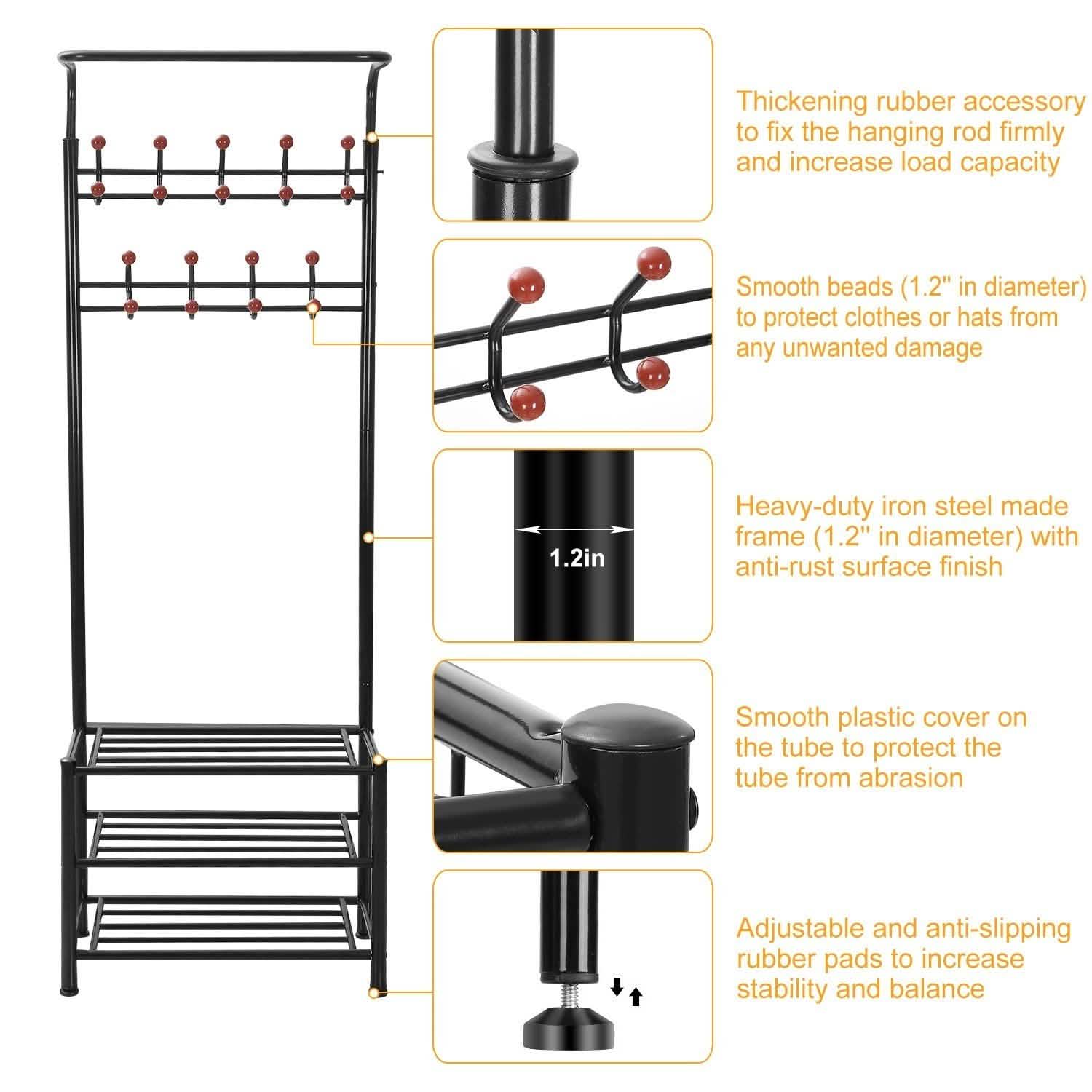 Metal Entryway Coat Shoe Rack Storage & Organization - Tophatter Daily Deals