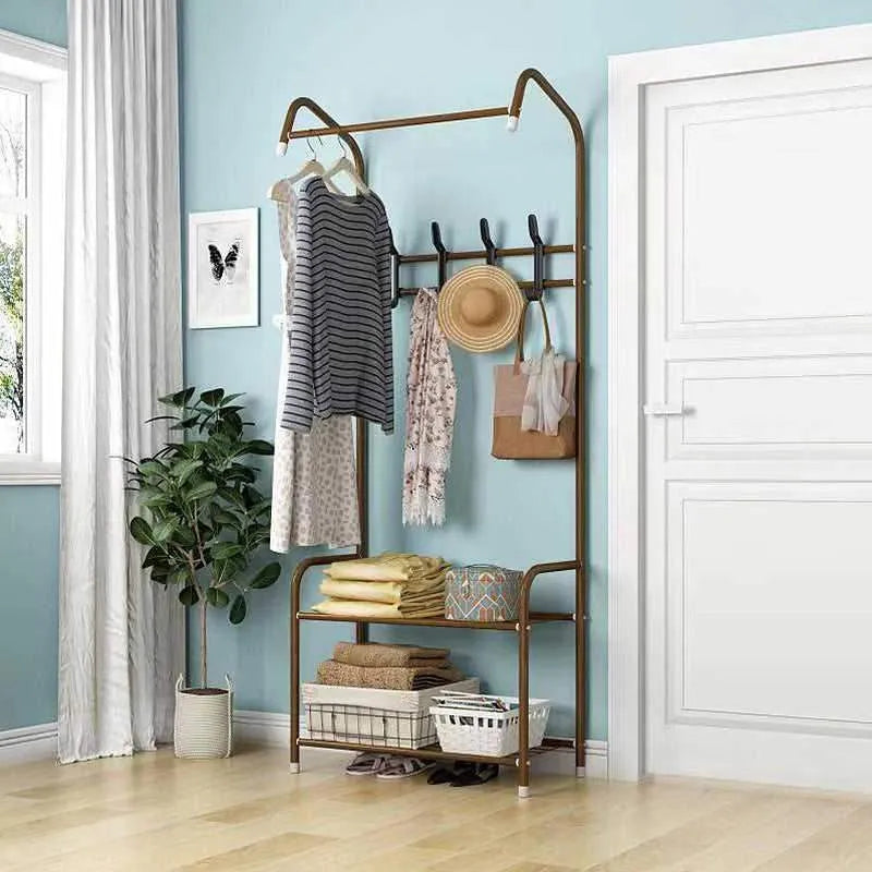 Metal Entryway Coat Shoe Rack "Hall Tree" L Style Bronze Assembly Coat & Hat Racks - Tophatter Daily Deals