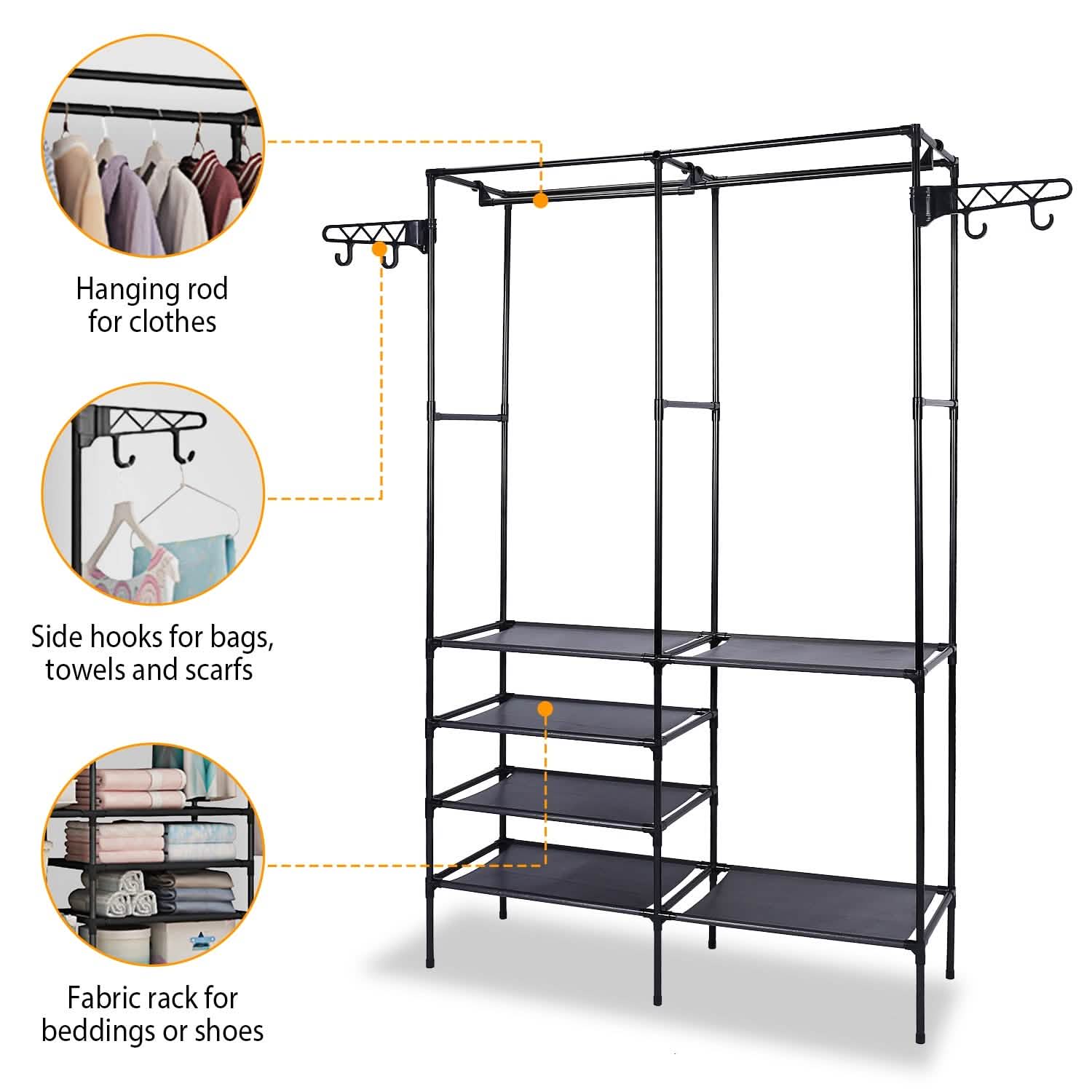 Metal Garment Rack Shoe Clothing Organizer Shelves Storage & Organization - Tophatter Daily Deals