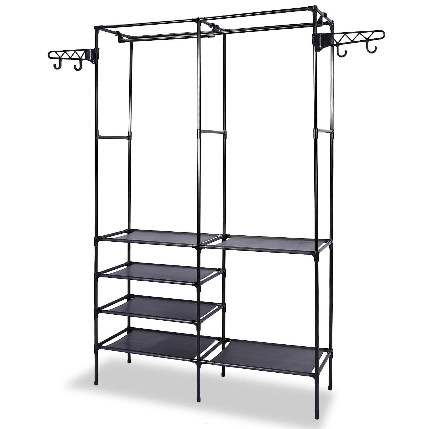 Metal Garment Rack Shoe Clothing Organizer Shelves Storage & Organization - Tophatter Daily Deals