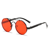 Metal Round Steampunk Rimless Sunglasses Black Red Sunglasses - Tophatter Daily Deals