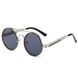 Metal Round Steampunk Rimless Sunglasses Silver Gray Sunglasses - Tophatter Daily Deals