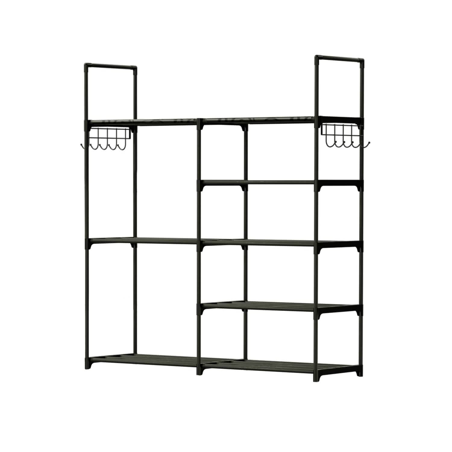 Metal Shoe Storage Shelf Free Standing Shoe Stand with 2 Row Hooks 1 Storage & Organization - Tophatter Daily Deals