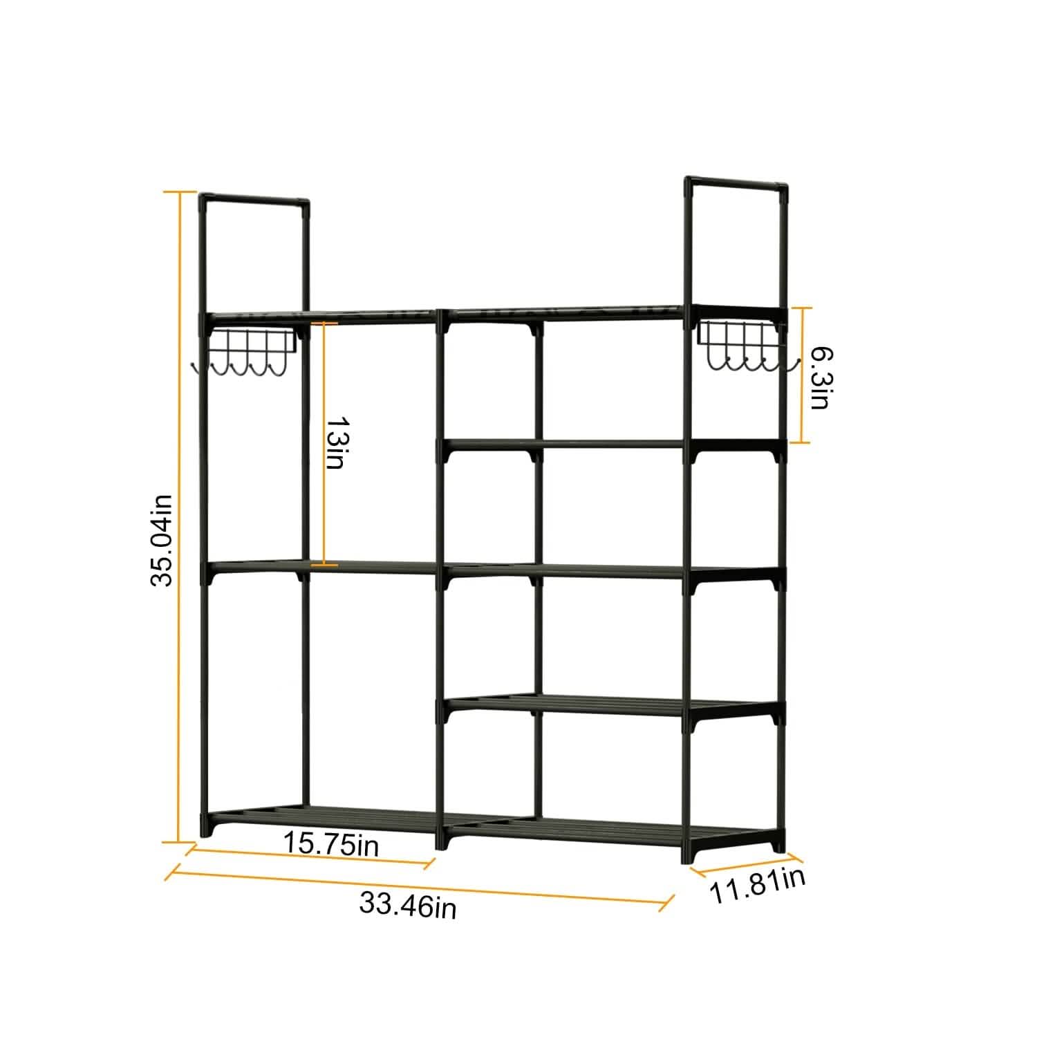 Metal Shoe Storage Shelf Free Standing Shoe Stand with 2 Row Hooks Storage & Organization - Tophatter Daily Deals