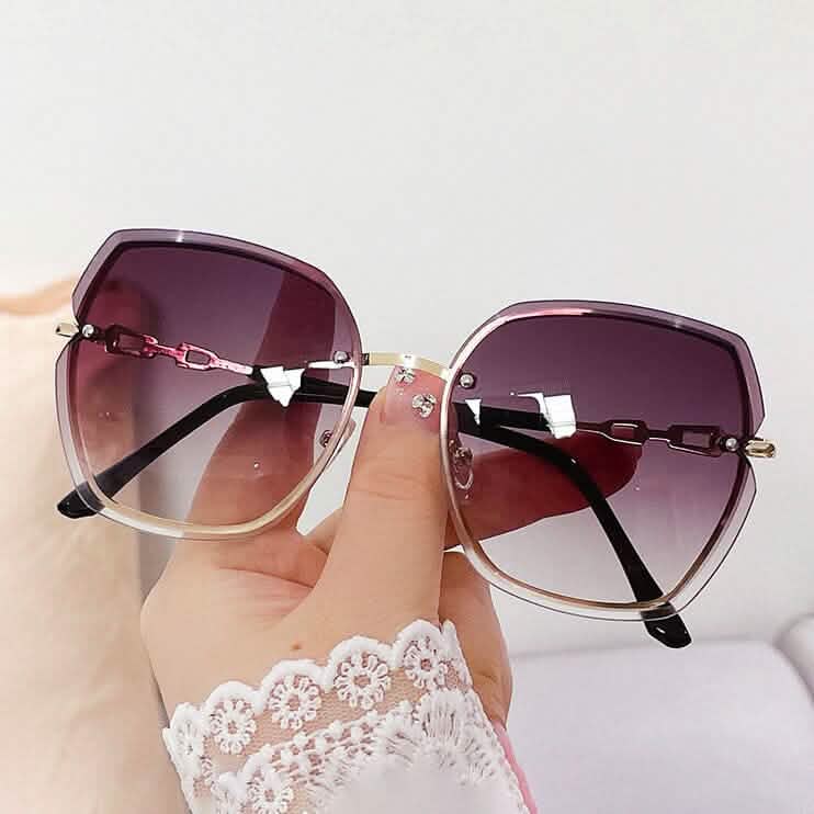 Metal Trimming Oversized Rhinestones Gradient Sun Glasses Gray Sunglasses - Tophatter Daily Deals
