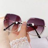 Metal Trimming Oversized Rhinestones Gradient Sun Glasses Gray Sunglasses - Tophatter Daily Deals