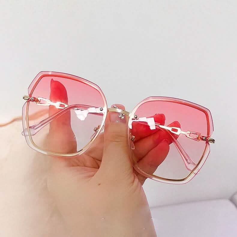 Metal Trimming Oversized Rhinestones Gradient Sun Glasses Pink Sunglasses - Tophatter Daily Deals
