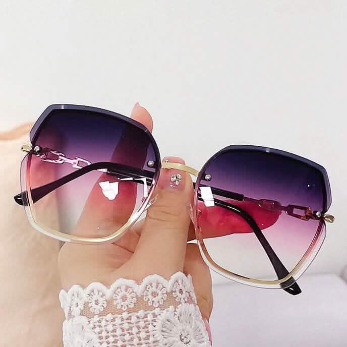 Metal Trimming Oversized Rhinestones Gradient Sun Glasses Purple Sunglasses - Tophatter Daily Deals