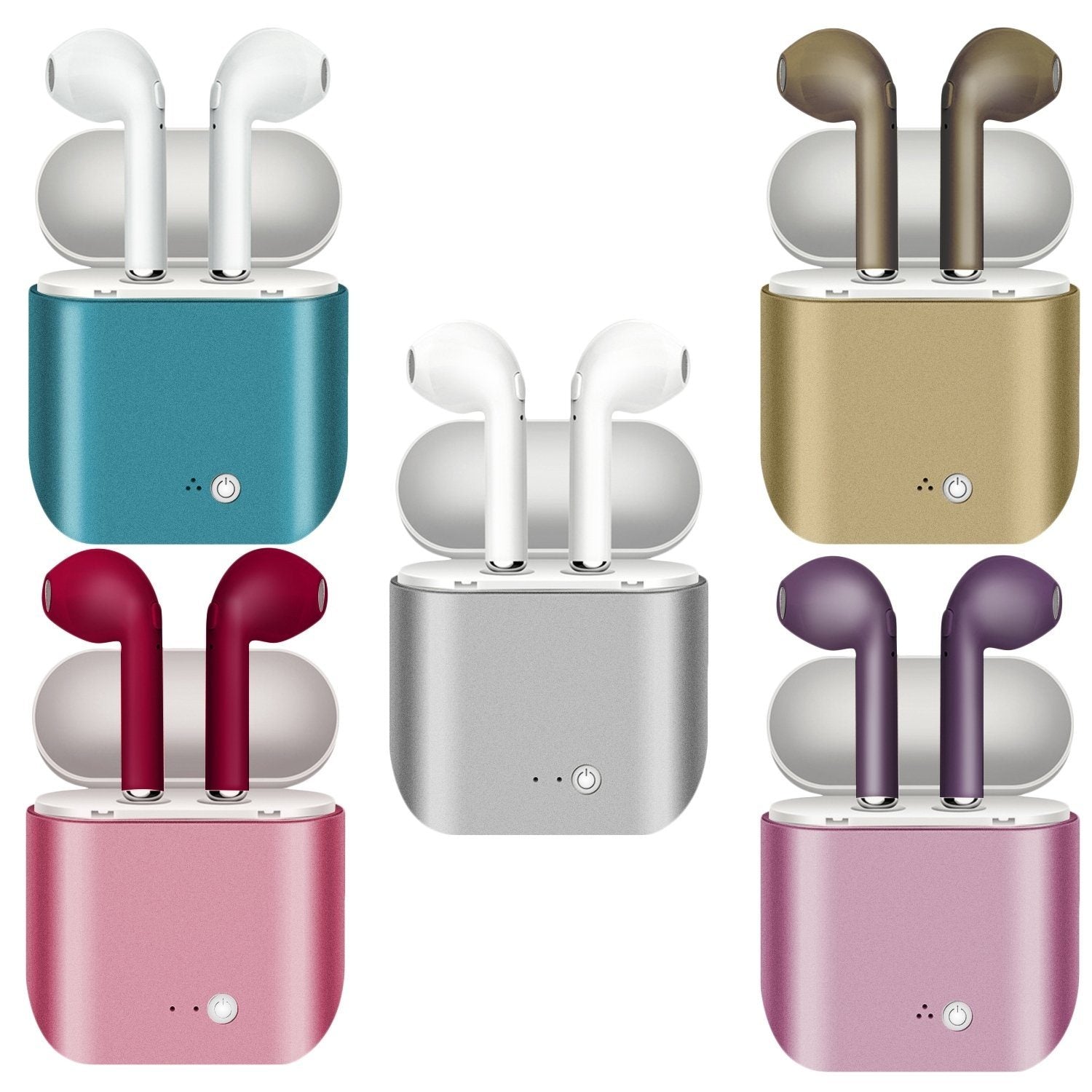 Metallic Wireless Earbuds & Charging Case Set In-Ear Headphones - Tophatter Daily Deals