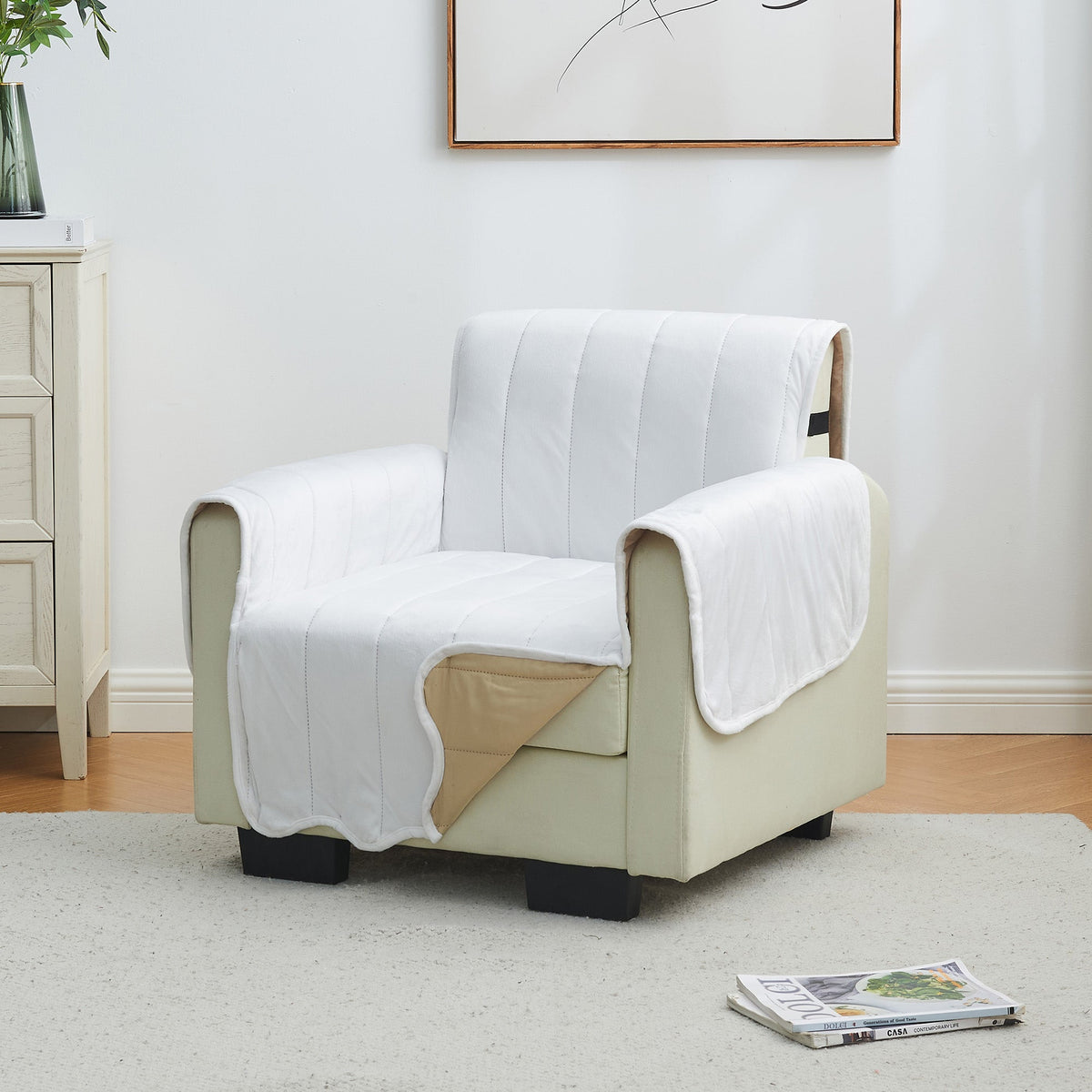 Velvet Furniture Protectors - Velvet Collection Chair White Furniture & Decor - Tophatter Daily Deals