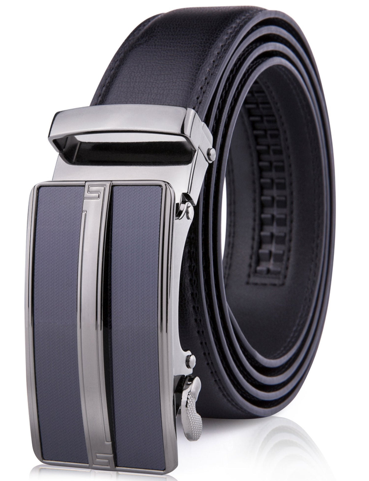 Microfiber Leather Ratchet Belt – No Holes, Custom Fit, 1.3" Strap Black Belts & Ties - Tophatter Daily Deals