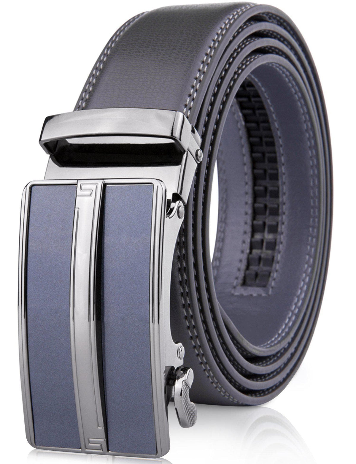 Microfiber Leather Ratchet Belt – No Holes, Custom Fit, 1.3" Strap Gray Belts & Ties - Tophatter Daily Deals