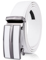 Microfiber Leather Ratchet Belt – No Holes, Custom Fit, 1.3" Strap White Belts & Ties - Tophatter Daily Deals