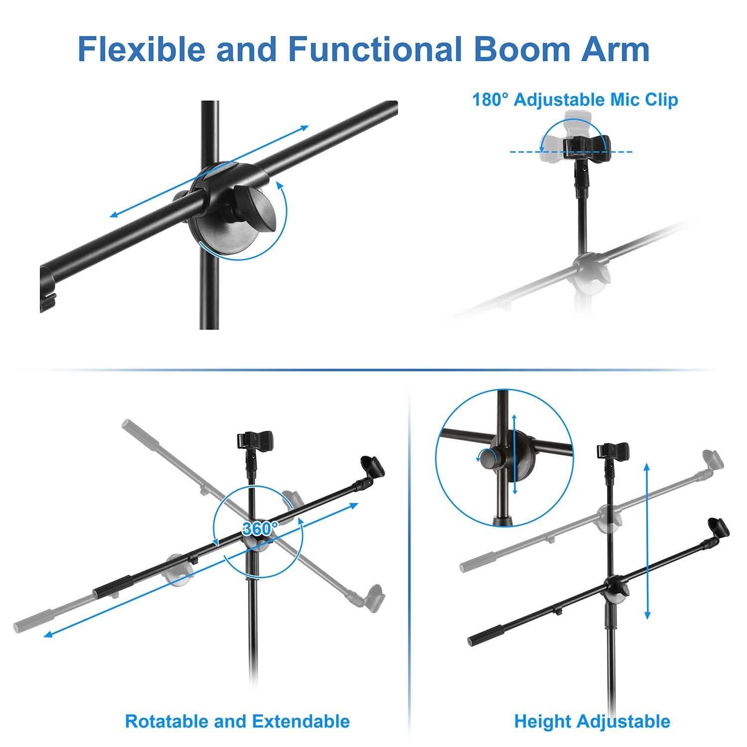 Microphone Stands Tripod Boom Mic Holders Audio Accessories - Tophatter Daily Deals