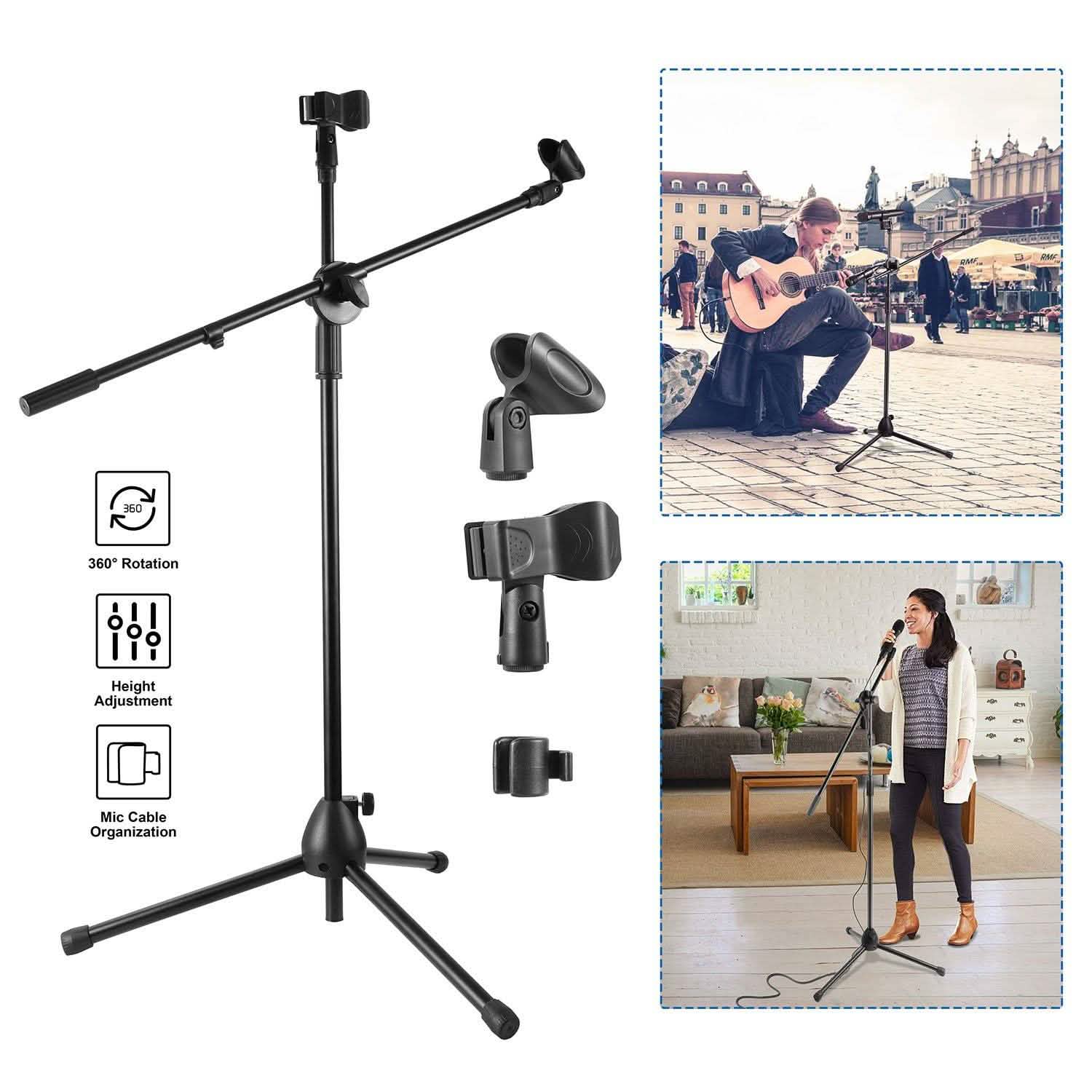 Microphone Stands Tripod Boom Mic Holders Audio Accessories - Tophatter Daily Deals