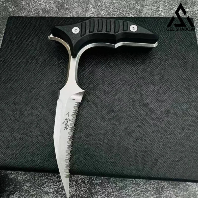 MicroTech Double bee shaped push type dagger serrated DLC blade-GS128 Single-tooth Pocket Knives - Tophatter Daily Deals