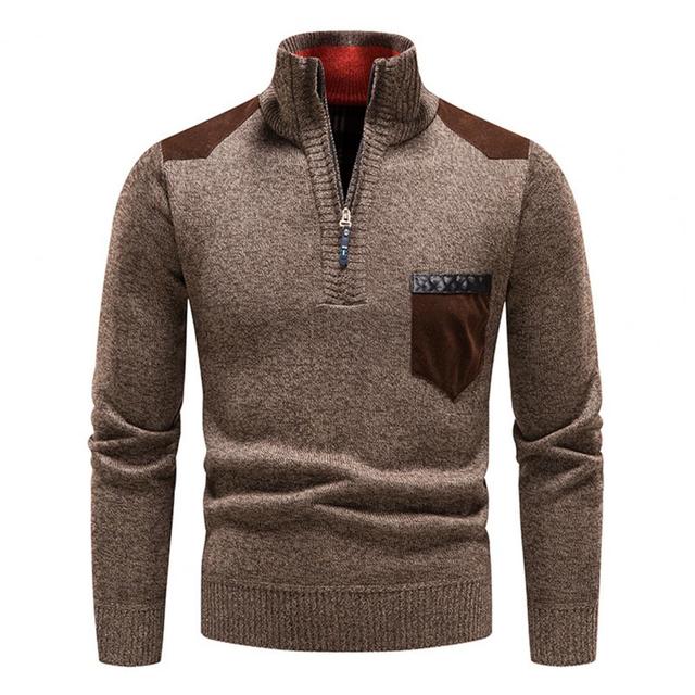 Lightweight Refined Men's Half Zip Pullover - Merino Wool Brown - Tophatter Daily Deals