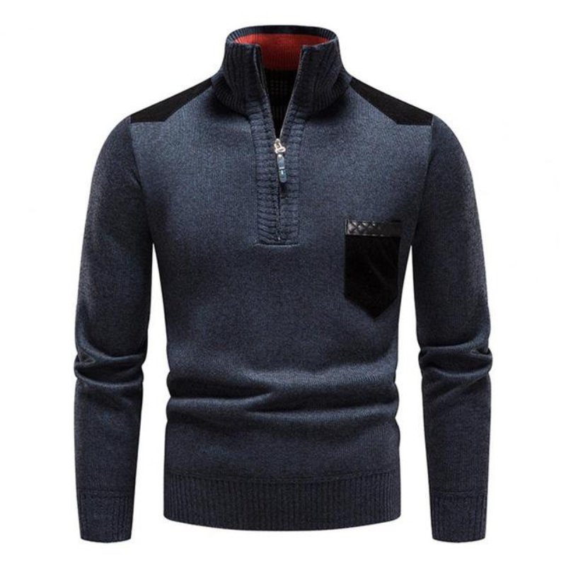 Lightweight Refined Men's Half Zip Pullover - Merino Wool Blue - Tophatter Daily Deals
