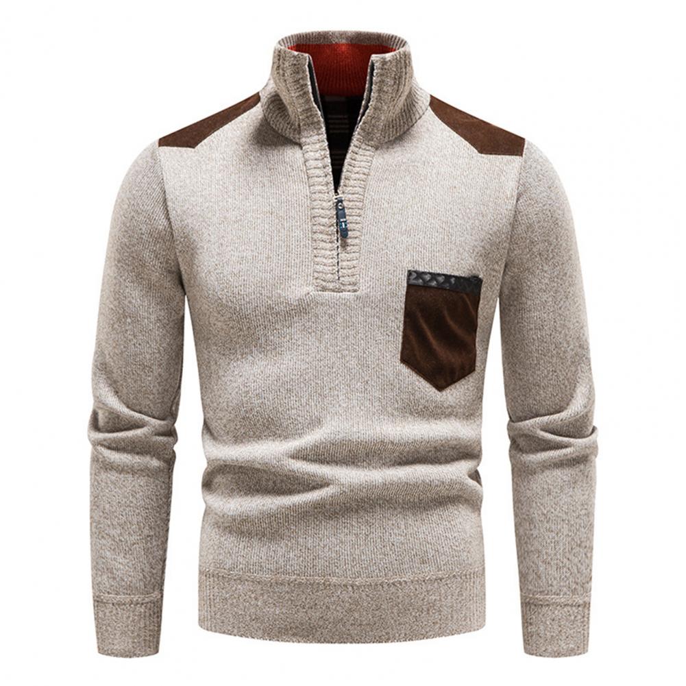 Lightweight Refined Men's Half Zip Pullover - Merino Wool Beige - Tophatter Daily Deals