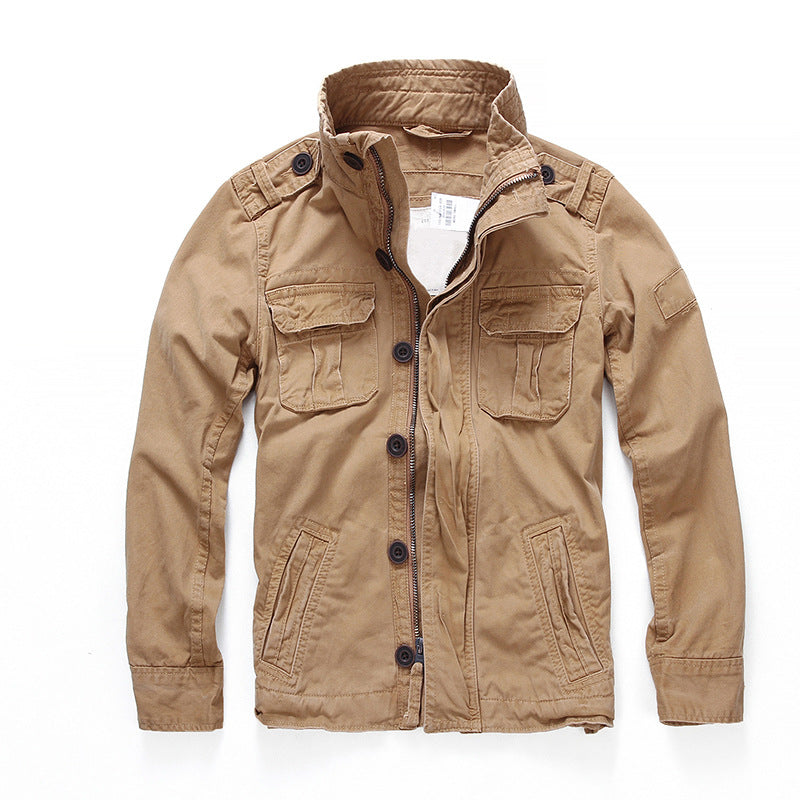 Military Denim Jacket Men Retro Camo Multi-pockets Men's Clothing - Tophatter Daily Deals