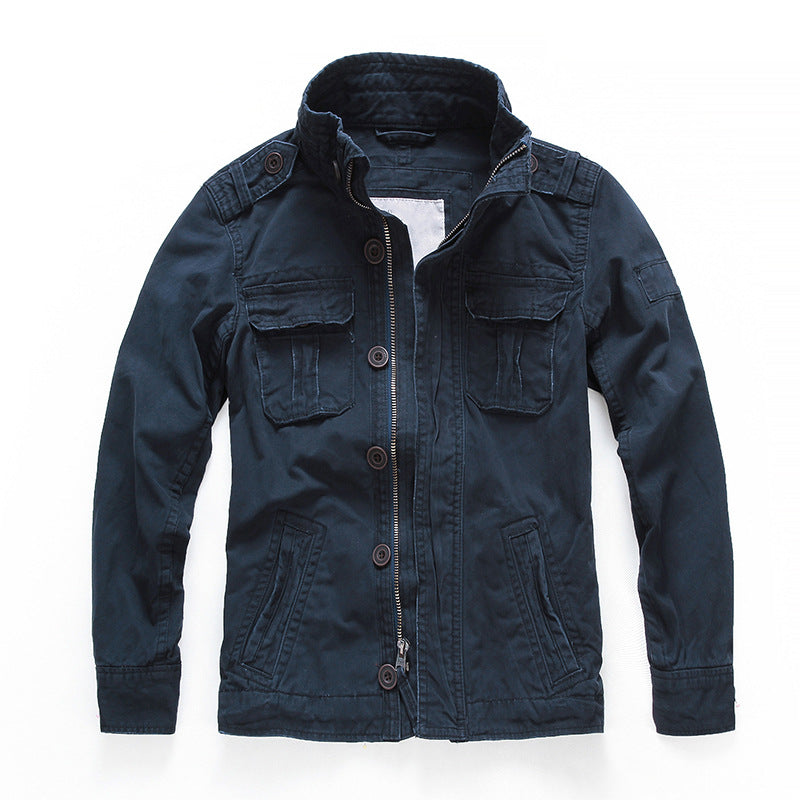 Military Denim Jacket Men Retro Camo Multi-pockets Men's Clothing - Tophatter Daily Deals