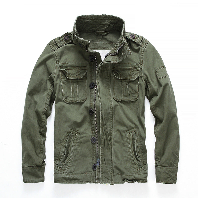 Military Denim Jacket Men Retro Camo Multi-pockets Men's Clothing - Tophatter Daily Deals