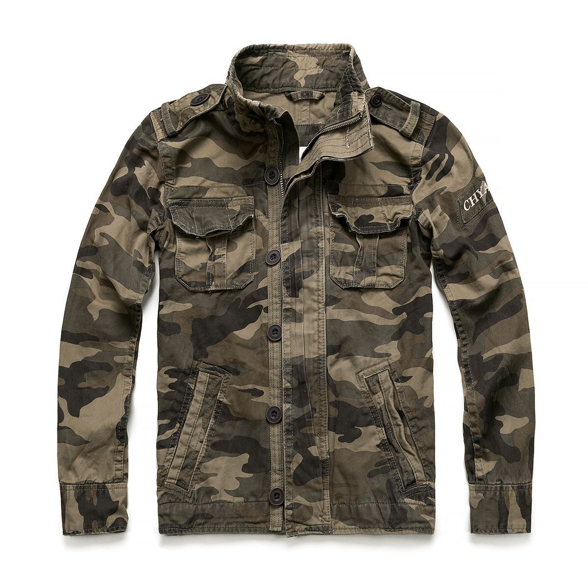 Military Denim Jacket Men Retro Camo Multi-pockets Men's Clothing - Tophatter Daily Deals