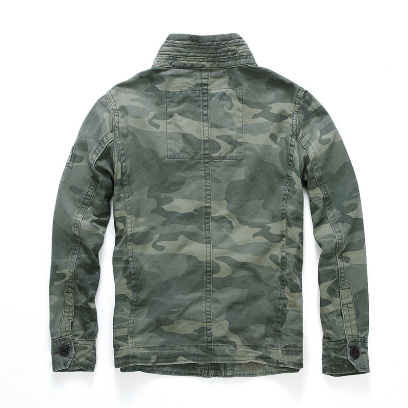 Military Denim Jacket Men Retro Camo Multi-pockets Men's Clothing - Tophatter Daily Deals