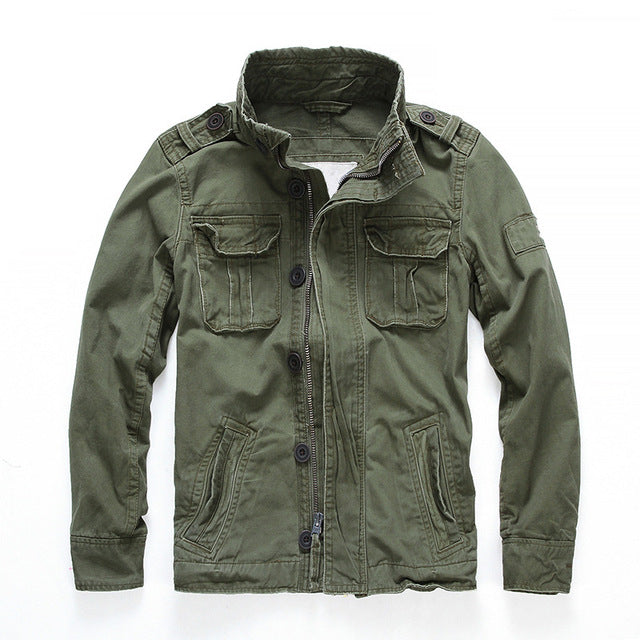 Military Denim Jacket Men Retro Camo Multi-pockets Army Green Men's Clothing - Tophatter Daily Deals