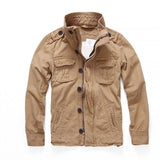 Military Denim Jacket Men Retro Camo Multi-pockets Khaki Men's Clothing - Tophatter Daily Deals