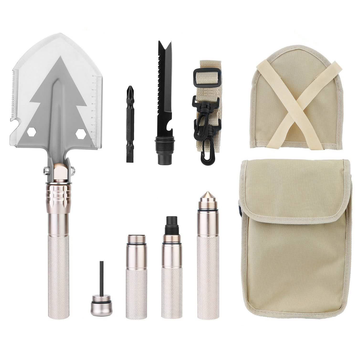 Military Folding Shovel Multifunctional Survival Emergency Spade Tactical Multitool Outdoor Recreation - Tophatter Daily Deals