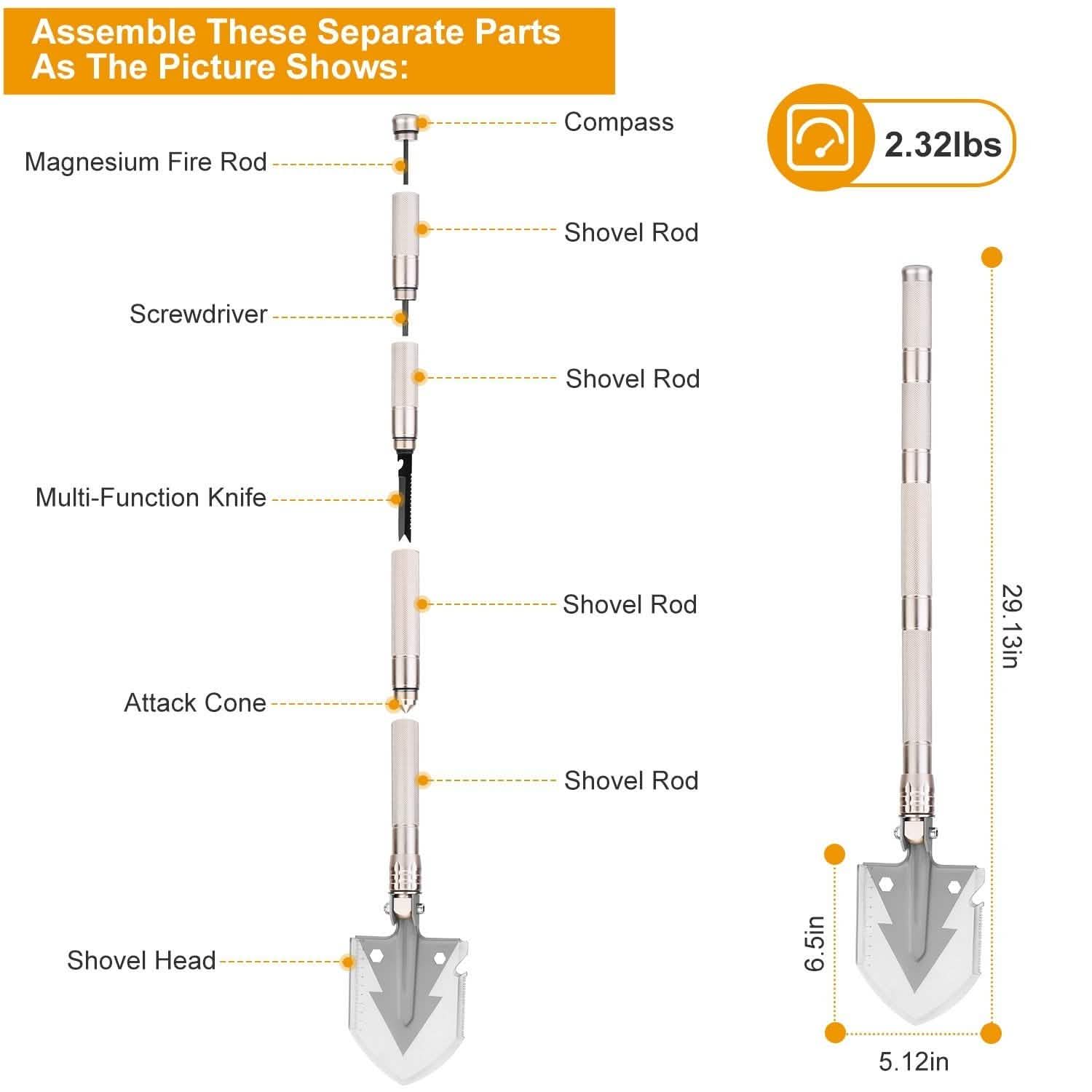 Military Folding Shovel Multifunctional Survival Emergency Spade Tactical Multitool Outdoor Recreation - Tophatter Daily Deals