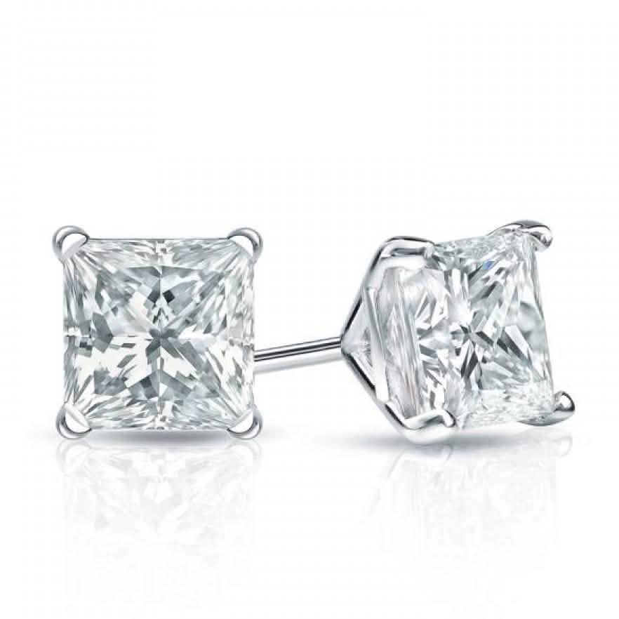 Mina Bloom 2.00 CTTW Princess Cut Stud Earrings Earrings - Tophatter Daily Deals