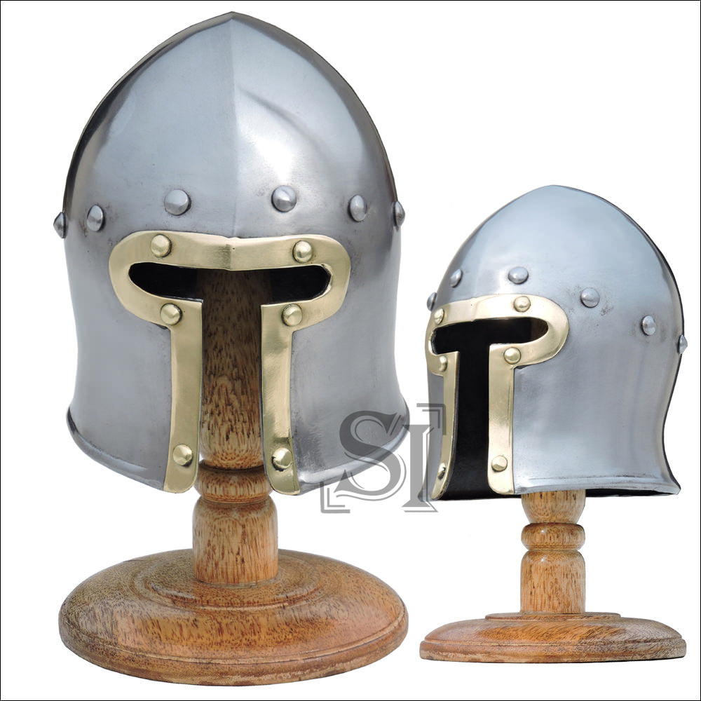 Barbute Miniature Helmet With Stand - TOPHATTER'S ARMORY DEALS Collectible Weapons - Tophatter Daily Deals