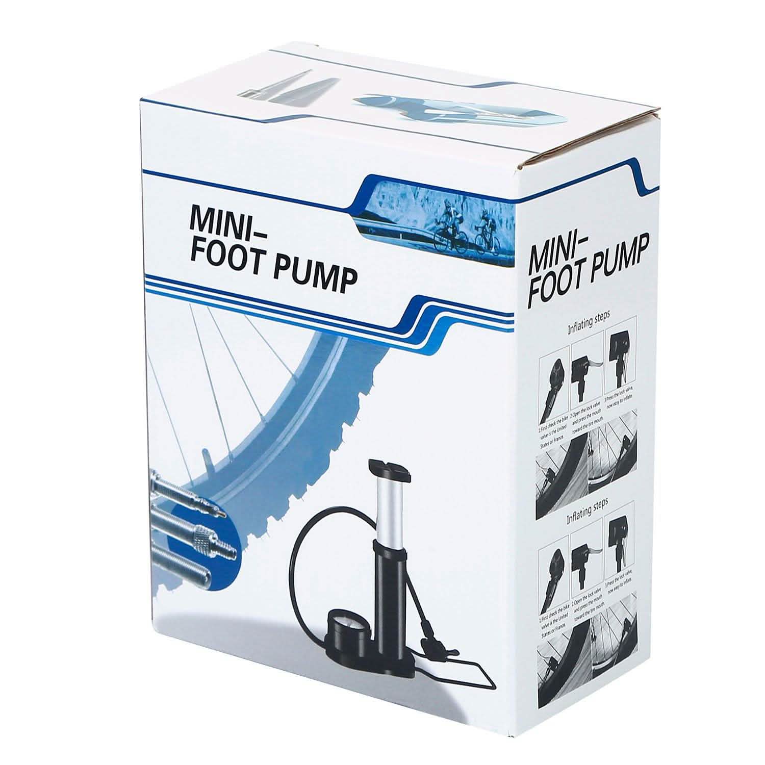 Mini Bike Foot Pump Portable Bicycle Tire Inflator Outdoor Recreation - Tophatter Daily Deals