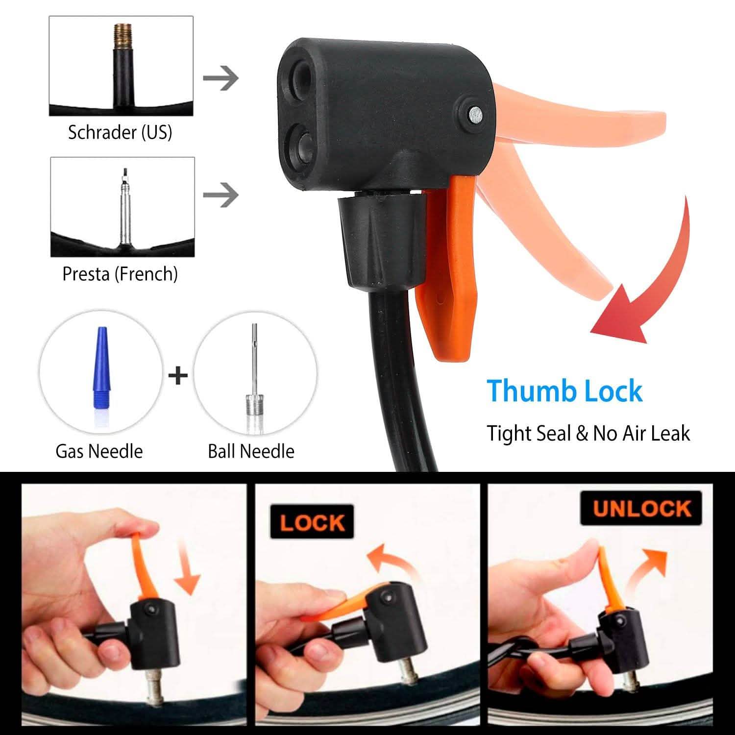 Mini Bike Foot Pump Portable Bicycle Tire Inflator Outdoor Recreation - Tophatter Daily Deals