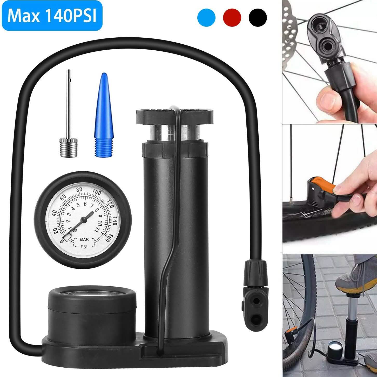 Mini Bike Foot Pump Portable Bicycle Tire Inflator Outdoor Recreation - Tophatter Daily Deals
