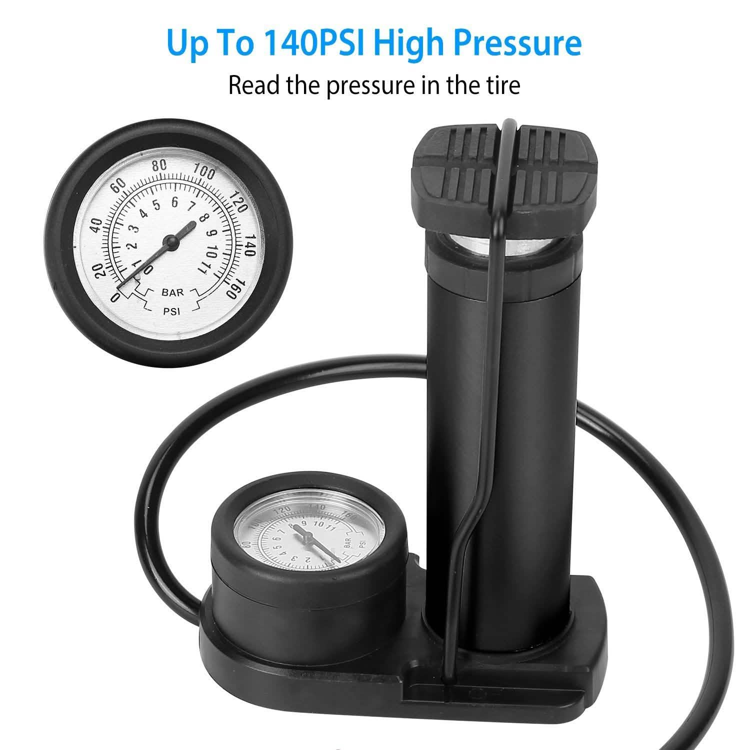 Mini Bike Foot Pump Portable Bicycle Tire Inflator Outdoor Recreation - Tophatter Daily Deals