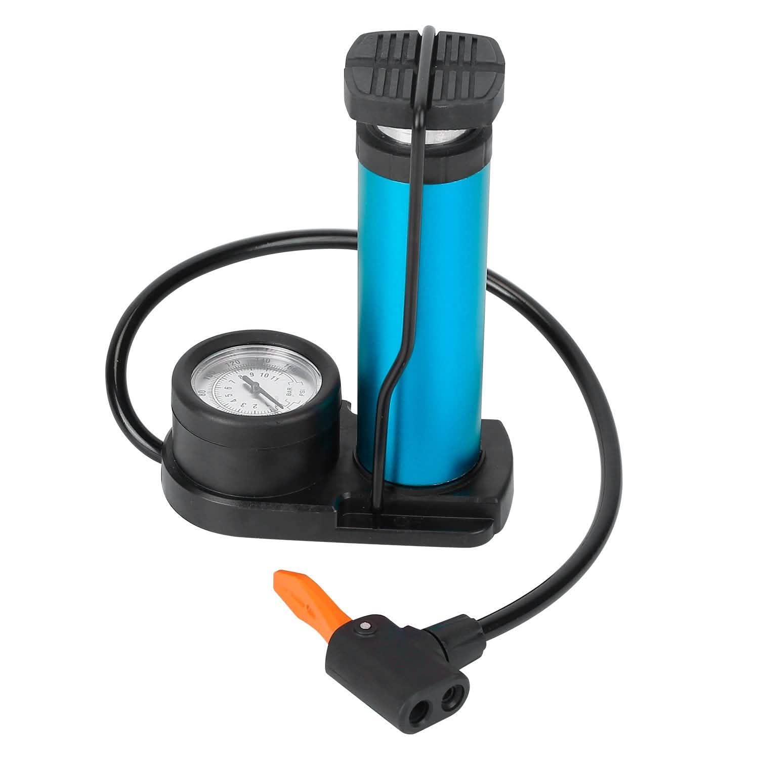 Mini Bike Foot Pump Portable Bicycle Tire Inflator Light Blue Outdoor Recreation - Tophatter Daily Deals