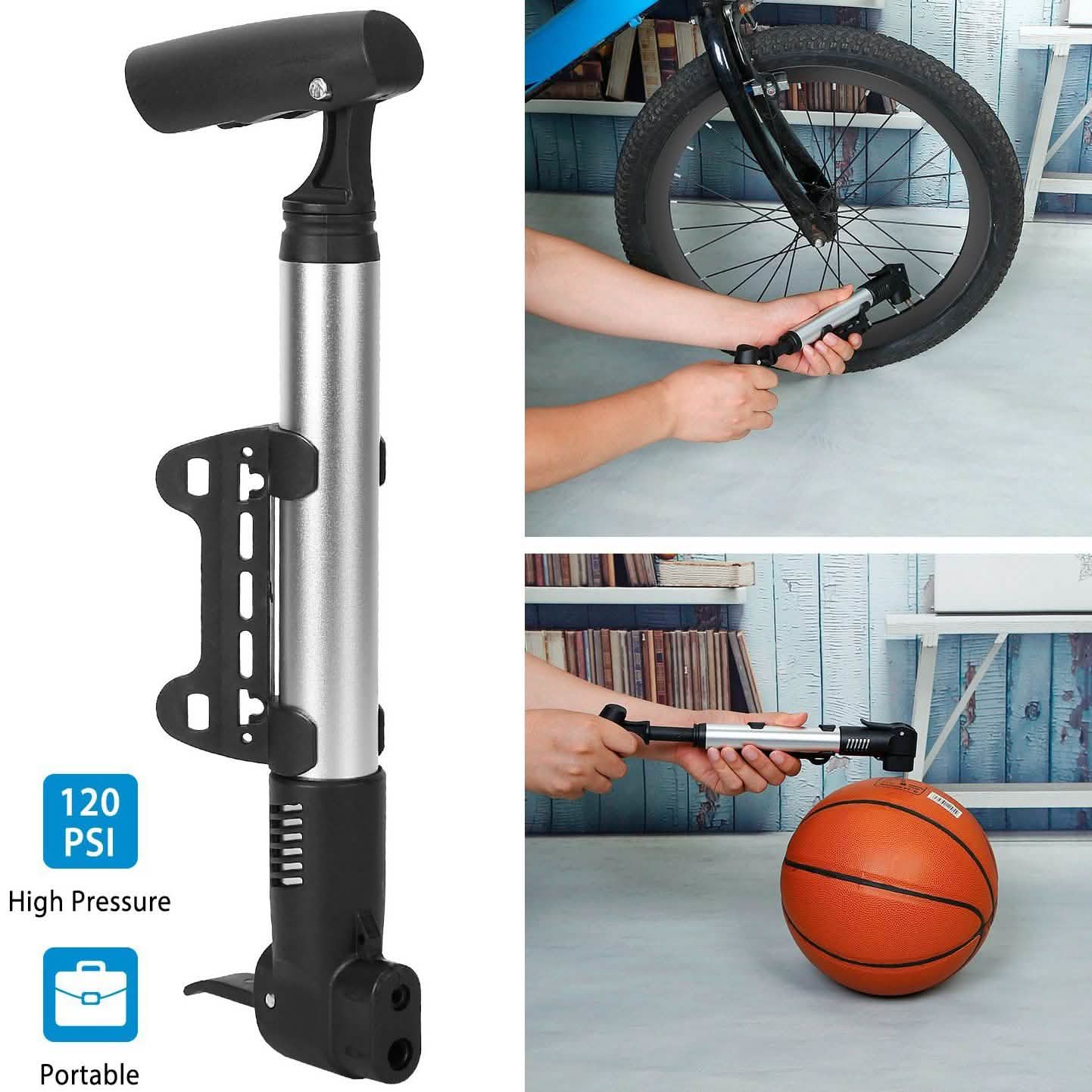 Mini Bike Pump Portable Bicycle Tire Inflator Outdoor Recreation - Tophatter Daily Deals