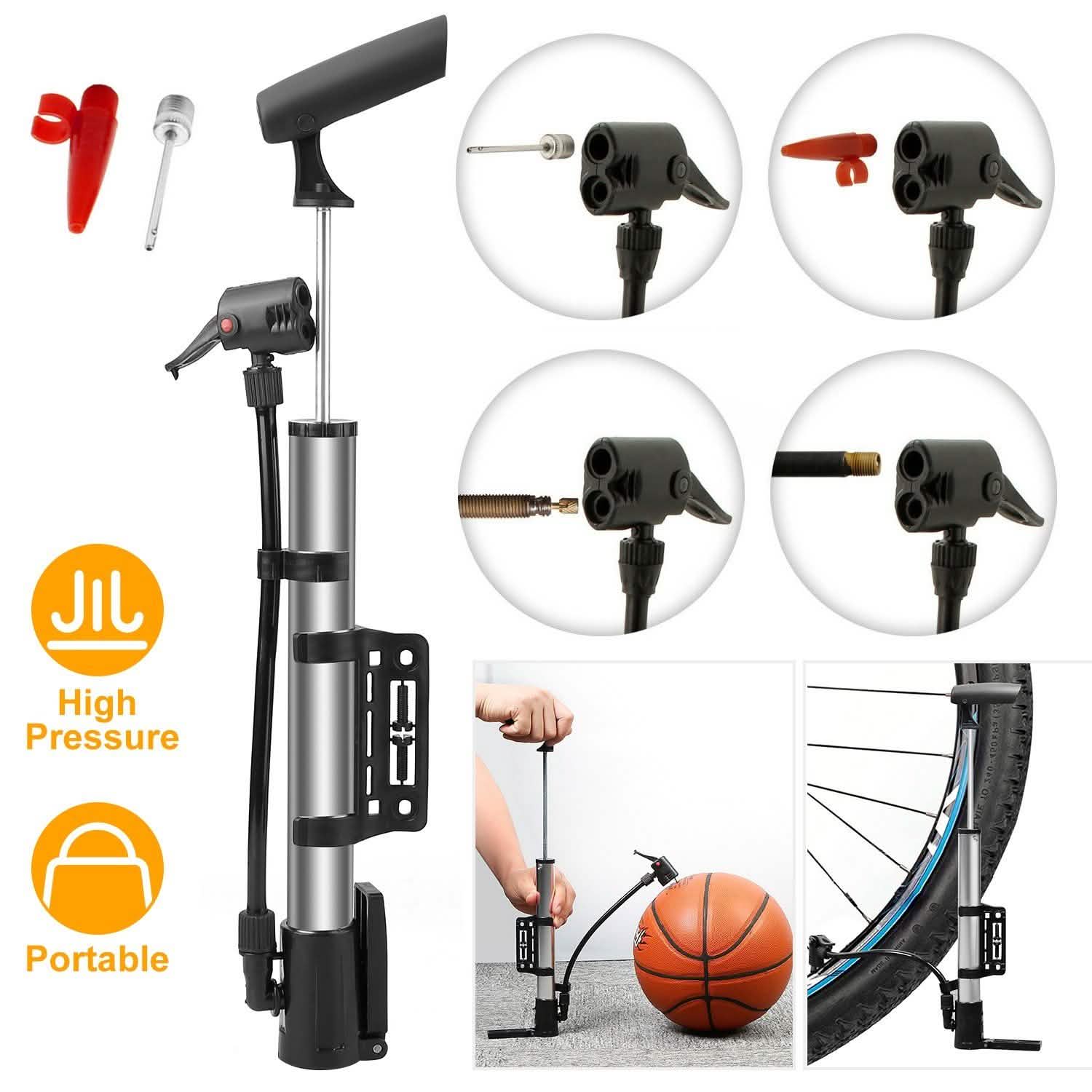 Mini Bike Pump Portable Bicycle Tire Inflator Outdoor Recreation - Tophatter Daily Deals