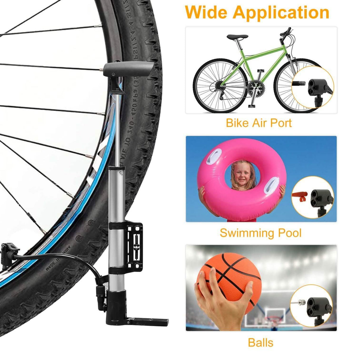 Mini Bike Pump Portable Bicycle Tire Inflator Outdoor Recreation - Tophatter Daily Deals
