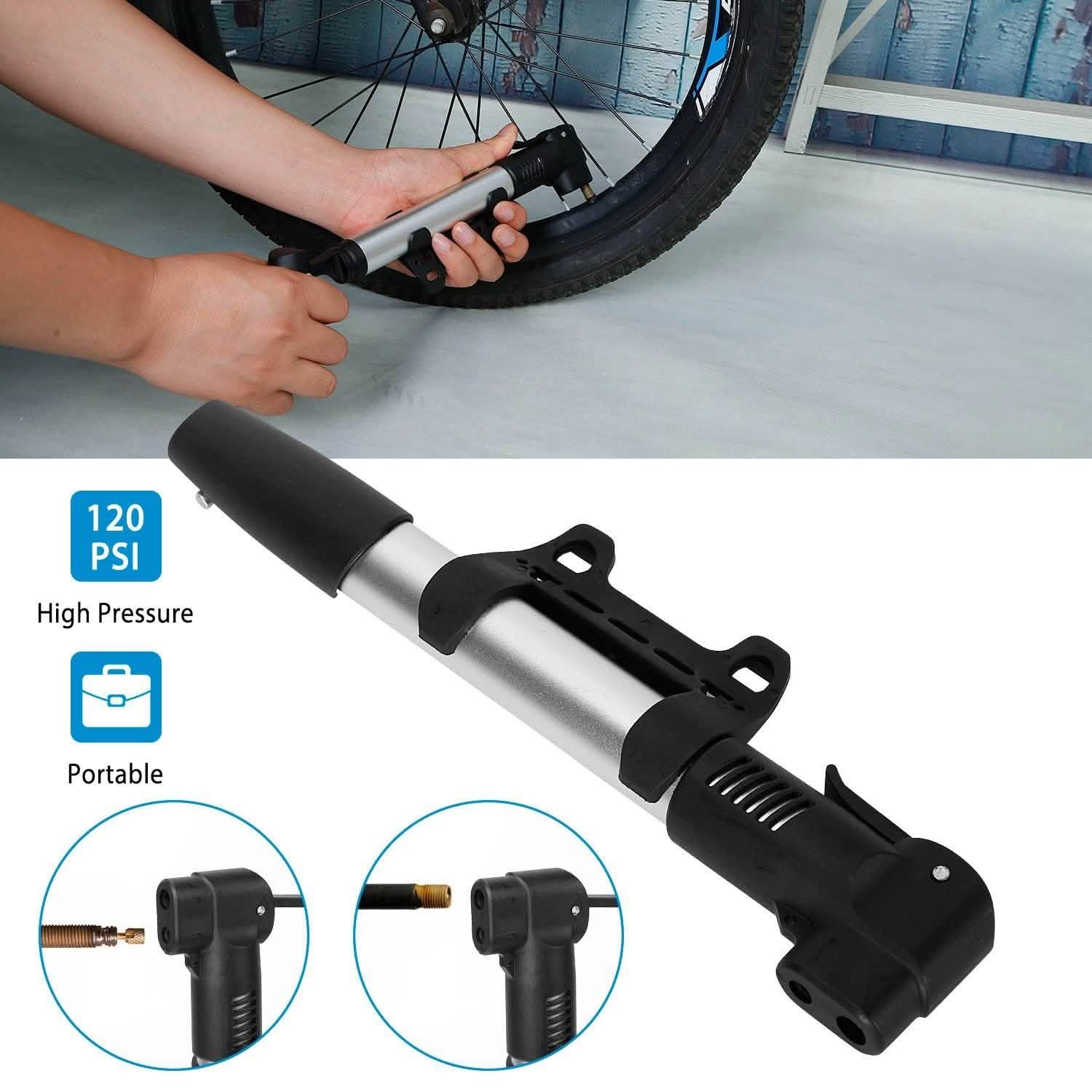 Mini Bike Pump Portable Bicycle Tire Inflator Outdoor Recreation - Tophatter Daily Deals