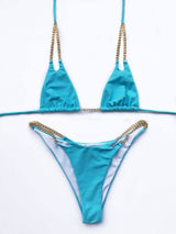 Mini Bikini Tie Dye Swimwear Women Metal Chain Patchwork Bathing suit Triangle Bikinis Women's Swimsuit Women Sparkle Glitter Swimwear Sequin Bikini Shiny String Bra Swimsuit Beach Wear Women's Swimwear - Tophatter Daily Deals