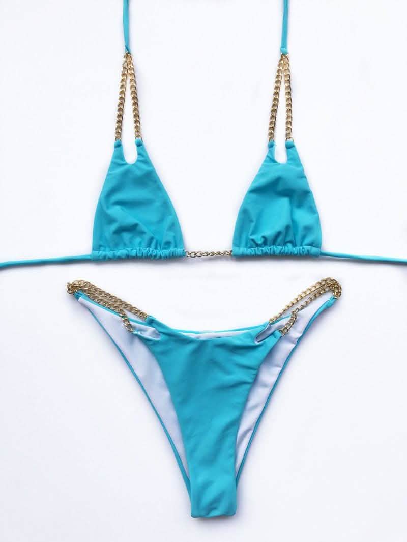 Mini Bikini Tie Dye Swimwear Women Metal Chain Patchwork Bathing suit Triangle Bikinis Women's Swimsuit Women Sparkle Glitter Swimwear Sequin Bikini Shiny String Bra Swimsuit Beach Wear Women's Swimwear - Tophatter Daily Deals