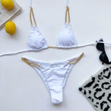 Mini Bikini Tie Dye Swimwear Women Metal Chain Patchwork Bathing suit Triangle Bikinis Women's Swimsuit Women Sparkle Glitter Swimwear Sequin Bikini Shiny String Bra Swimsuit Beach Wear Women's Swimwear - Tophatter Daily Deals